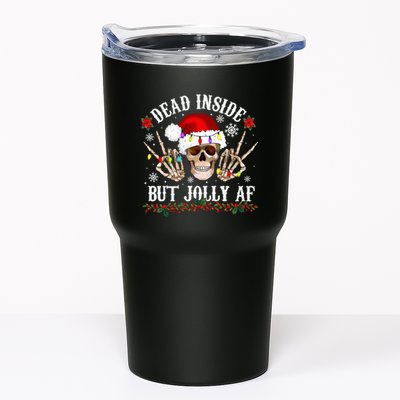 Dead Inside But Jolly AF Funny Christmas Funny Skull Design Tumbler