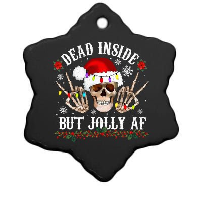 Dead Inside But Jolly AF Funny Christmas Funny Skull Design Ceramic Star Ornament