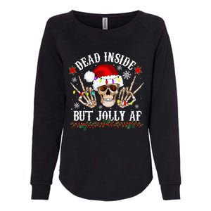 Dead Inside But Jolly AF Funny Christmas Funny Skull Design Womens California Wash Sweatshirt