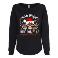 Dead Inside But Jolly AF Funny Christmas Funny Skull Design Womens California Wash Sweatshirt