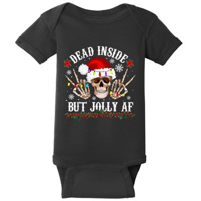 Dead Inside But Jolly AF Funny Christmas Funny Skull Design Baby Bodysuit