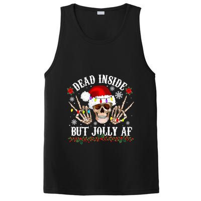 Dead Inside But Jolly AF Funny Christmas Funny Skull Design PosiCharge Competitor Tank