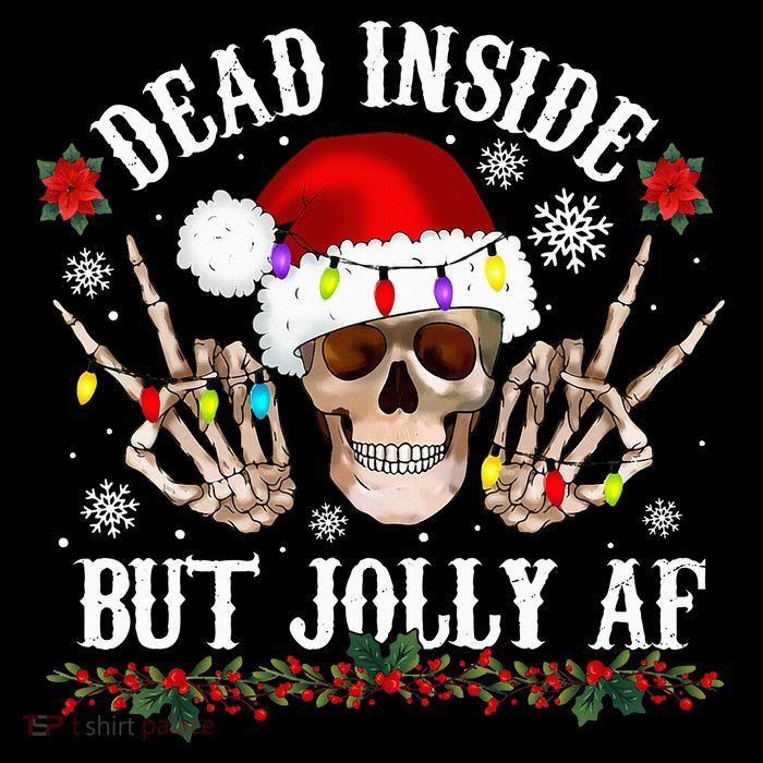 Dead Inside But Jolly AF Funny Christmas Funny Skull Design Tank Top