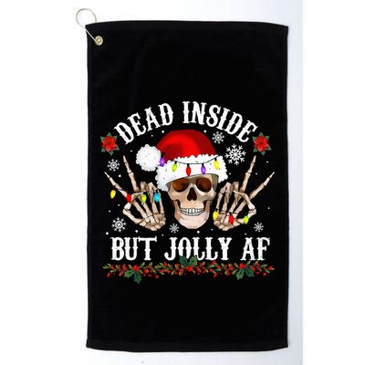 Dead Inside But Jolly AF Funny Christmas Funny Skull Design Golf Towel