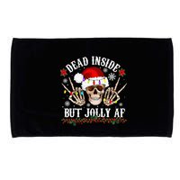 Dead Inside But Jolly AF Funny Christmas Funny Skull Design Microfiber Hand Towel