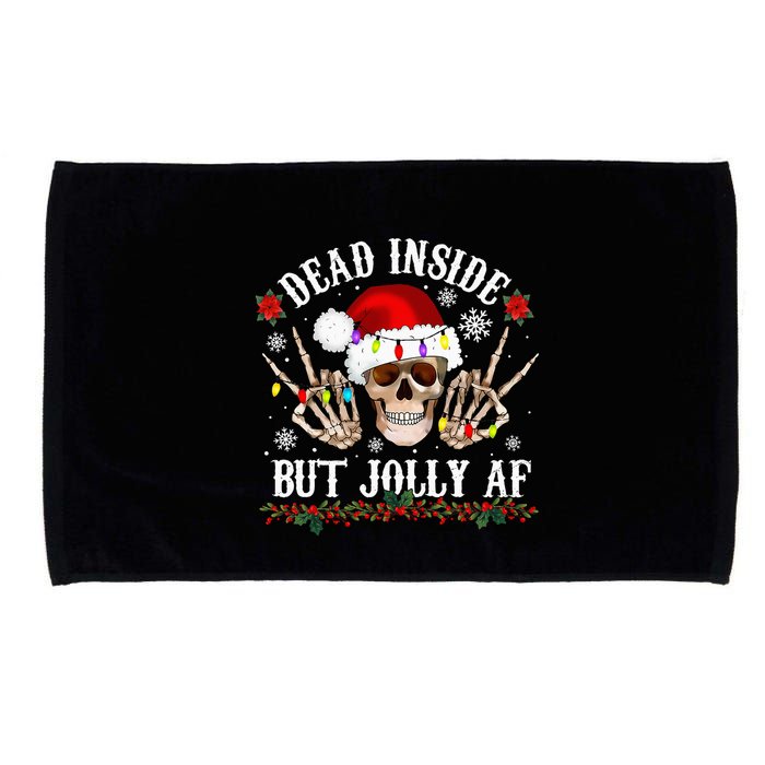 Dead Inside But Jolly AF Funny Christmas Funny Skull Design Microfiber Hand Towel