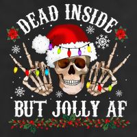 Dead Inside But Jolly AF Funny Christmas Funny Skull Design Microfiber Hand Towel