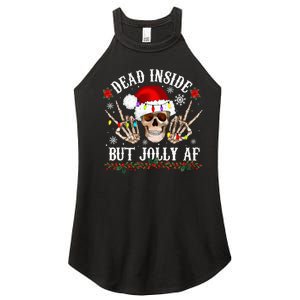 Dead Inside But Jolly AF Funny Christmas Funny Skull Design Women's Perfect Tri Rocker Tank