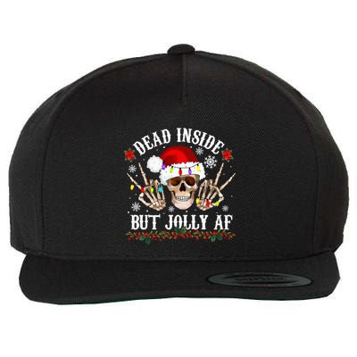 Dead Inside But Jolly AF Funny Christmas Funny Skull Design Wool Snapback Cap