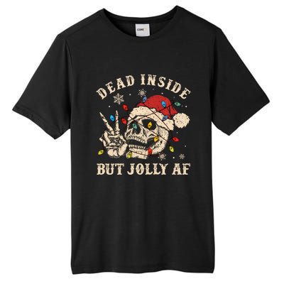 Dead Inside But Jolly Af Funny Skeleton Lights Christmas Gift Tall Fusion ChromaSoft Performance T-Shirt