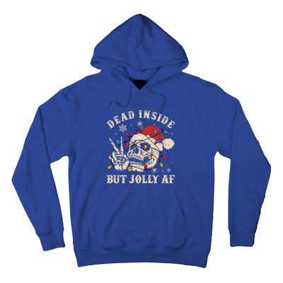 Dead Inside But Jolly Af Funny Skeleton Lights Christmas Gift Hoodie