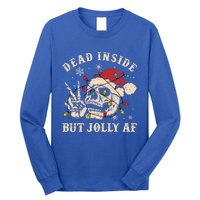 Dead Inside But Jolly Af Funny Skeleton Lights Christmas Gift Long Sleeve Shirt