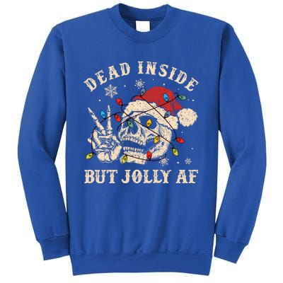 Dead Inside But Jolly Af Funny Skeleton Lights Christmas Gift Sweatshirt