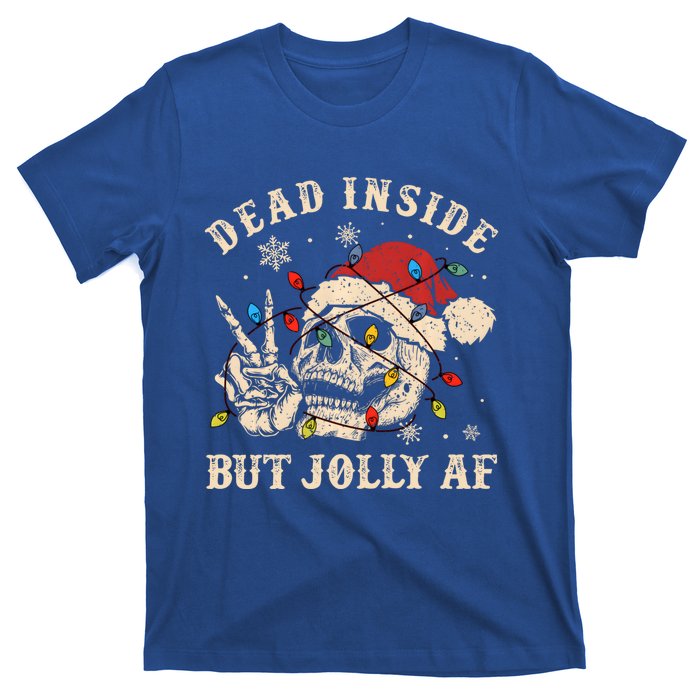 Dead Inside But Jolly Af Funny Skeleton Lights Christmas Gift T-Shirt