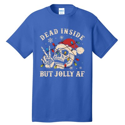 Dead Inside But Jolly Af Funny Skeleton Lights Christmas Gift Tall T-Shirt