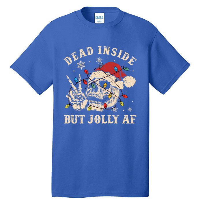 Dead Inside But Jolly Af Funny Skeleton Lights Christmas Gift Tall T-Shirt