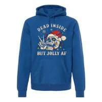 Dead Inside But Jolly Af Funny Skeleton Lights Christmas Gift Premium Hoodie