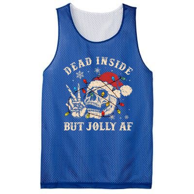 Dead Inside But Jolly Af Funny Skeleton Lights Christmas Gift Mesh Reversible Basketball Jersey Tank