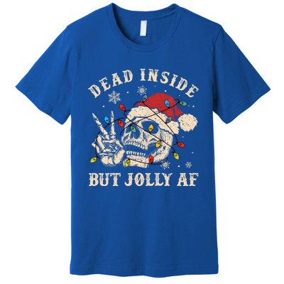 Dead Inside But Jolly Af Funny Skeleton Lights Christmas Gift Premium T-Shirt