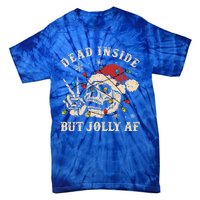 Dead Inside But Jolly Af Funny Skeleton Lights Christmas Gift Tie-Dye T-Shirt