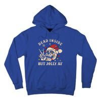 Dead Inside But Jolly Af Funny Skeleton Lights Christmas Gift Tall Hoodie