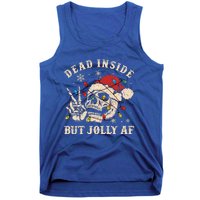 Dead Inside But Jolly Af Funny Skeleton Lights Christmas Gift Tank Top