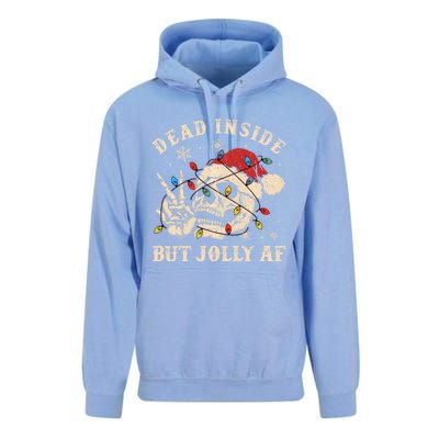 Dead Inside But Jolly Af Funny Skeleton Lights Christmas Gift Unisex Surf Hoodie