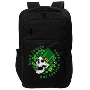 Dead Inside But Lucky Skull Skeleton St Patricks Day Irish Impact Tech Backpack