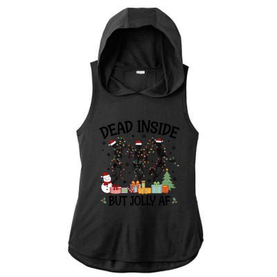 Dead Inside But Jolly Af Dancing Skeleton Graphic Christmas Gift Ladies PosiCharge Tri-Blend Wicking Draft Hoodie Tank