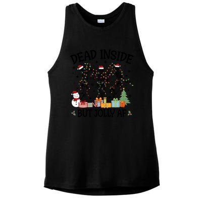 Dead Inside But Jolly Af Dancing Skeleton Graphic Christmas Gift Ladies PosiCharge Tri-Blend Wicking Tank