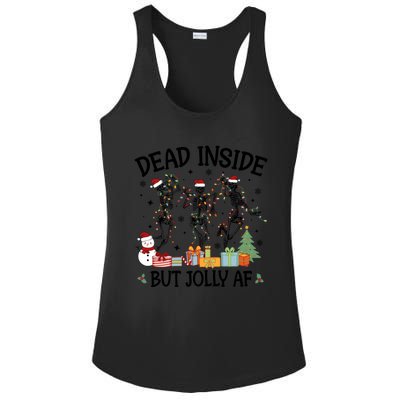 Dead Inside But Jolly Af Dancing Skeleton Graphic Christmas Gift Ladies PosiCharge Competitor Racerback Tank