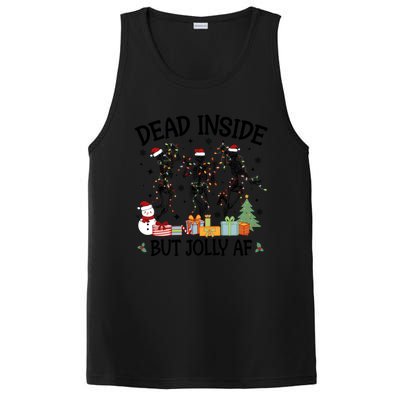 Dead Inside But Jolly Af Dancing Skeleton Graphic Christmas Gift PosiCharge Competitor Tank