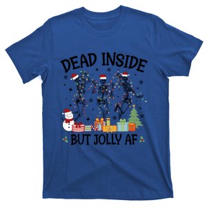 Dead Inside But Jolly Af Dancing Skeleton Graphic Christmas Gift T-Shirt