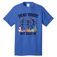 Dead Inside But Jolly Af Dancing Skeleton Graphic Christmas Gift Tall T-Shirt