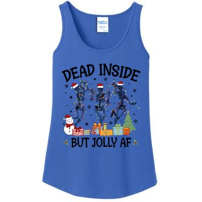 Dead Inside But Jolly Af Dancing Skeleton Graphic Christmas Gift Ladies Essential Tank