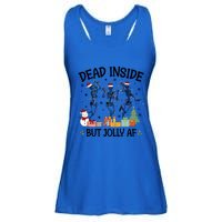 Dead Inside But Jolly Af Dancing Skeleton Graphic Christmas Gift Ladies Essential Flowy Tank