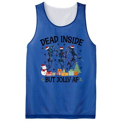 Dead Inside But Jolly Af Dancing Skeleton Graphic Christmas Gift Mesh Reversible Basketball Jersey Tank