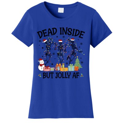 Dead Inside But Jolly Af Dancing Skeleton Graphic Christmas Gift Women's T-Shirt