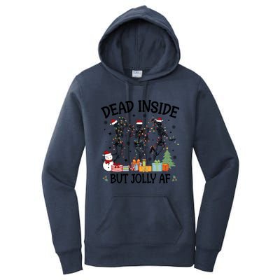 Dead Inside But Jolly Af Dancing Skeleton Graphic Christmas Gift Women's Pullover Hoodie