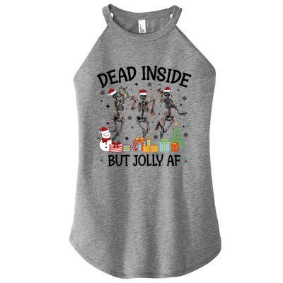 Dead Inside But Jolly Af Dancing Skeleton Graphic Christmas Gift Women's Perfect Tri Rocker Tank