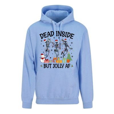 Dead Inside But Jolly Af Dancing Skeleton Graphic Christmas Gift Unisex Surf Hoodie