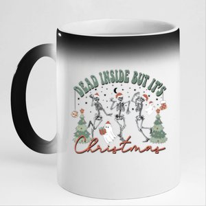 Dead Inside But ItS Christmas Skeleton Xmas Dancing Funny Great Gift 11oz Black Color Changing Mug