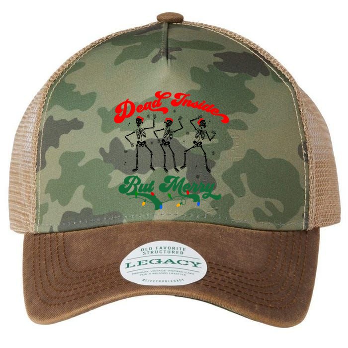 Dead Inside But ItS Merry Christmas Dancing Skeleton Xmas Cool Gift Legacy Tie Dye Trucker Hat
