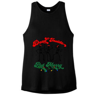 Dead Inside But ItS Merry Christmas Dancing Skeleton Xmas Cool Gift Ladies PosiCharge Tri-Blend Wicking Tank