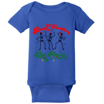 Dead Inside But ItS Merry Christmas Dancing Skeleton Xmas Cool Gift Baby Bodysuit