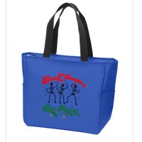 Dead Inside But ItS Merry Christmas Dancing Skeleton Xmas Cool Gift Zip Tote Bag