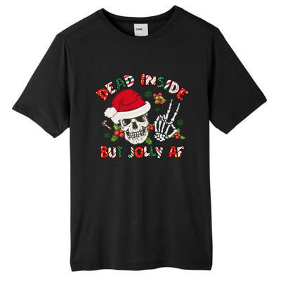 Dead Inside But Jolly Af Funny Skeleton Santa Hat Christmas Gift Tall Fusion ChromaSoft Performance T-Shirt