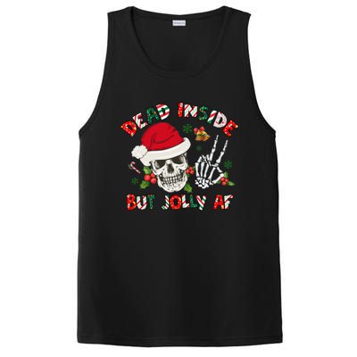 Dead Inside But Jolly Af Funny Skeleton Santa Hat Christmas Gift PosiCharge Competitor Tank