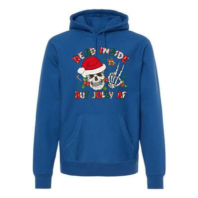 Dead Inside But Jolly Af Funny Skeleton Santa Hat Christmas Gift Premium Hoodie