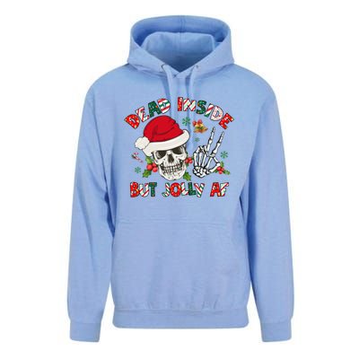 Dead Inside But Jolly Af Funny Skeleton Santa Hat Christmas Gift Unisex Surf Hoodie